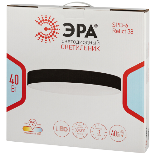 Светильник потолочный светодиодный ЭРА Классик без ДУ Relict 38 SPB-6-40 4К WH 40W 4000K Белый