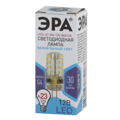Лампочка светодиодная ЭРА STD LED JC-3W-12V-840-G4 G4 3Вт капсула нейтральный белый свет