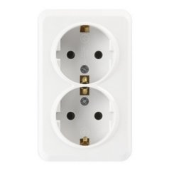 Розетка SMARTBUY 2-местная 16А, ОУ, с заземлением белая, керамика Юпитер (SBE-03w-16-S2-Z-c) (1/10