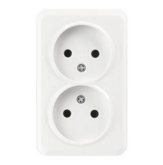 Розетка SMARTBUY 2-местная 10А, ОУ, без заземления белая, керамика Юпитер (SBE-03w-10-S2-N-c) (1/1