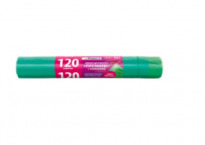 106-009 Мешки для мусора PREMIUM, 120 л, с завязками, 30 мкм, зеленые, ПВД, 10 шт. в рулоне, PATERRA