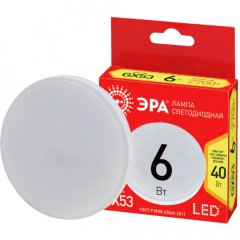 Лампа светодиодная ЭРА RED LINE LED GX-6W-827-GX53 R 6Вт таблетка теплый белый свет GX53