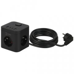 Удлинитель электрический ЭРА CUBE-3es-1,5m-4USB-B куб с заземлением с выключателем 3 розетки+4xUSBA+