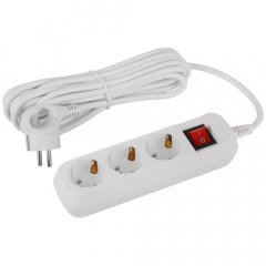 Удлинитель электрический ЭРА UDL-16-350-ES Greenline 3 розетки с заземлением с выключателем 5м ПВС 3