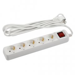 Удлинитель электрический ЭРА U-5es-3m-3x1,5 с заземлением с выключателем 5 розеток 3м ПВС 3x1,5мм2 1
