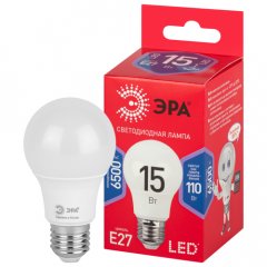 Лампа светодиодная ЭРА RED LINE LED A60-15W-865-E27 R 15Вт груша холодный дневной свет Е27
