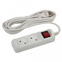 Удлинитель электрический ЭРА  U-2s-1,5m-2x1 без заземления c выключателем 2 розетки 1,5м ПВС 2x1мм2