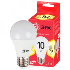 Лампа светодиодная ЭРА RED LINE ECO LED A60-10W-827-E27 10Вт груша теплый белый свет Е27