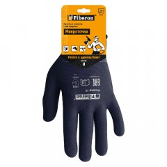 PR-PVC522 Перчатки Микроточка, полиэстер, ПВХ-точка, в и/у, 9(L), темно-синие, Fiberon/120/12
