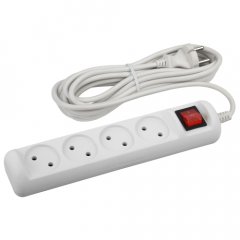 Удлинитель электрический ЭРА  U-4s-5m-2x1 без заземления c выключателем 4 розетки 5 м ПВС 2x1мм2 10А