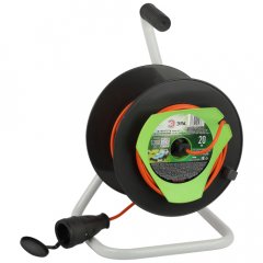 Удлинитель силовой ЭРА RP-1-2x0.75-20m на пластиковой катушке без заземления 1 розетка 20м ПВС 2х0,7