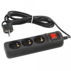 Удлинитель электрический ЭРА UX-3es-3m-B с заземлением с выключателем 3 розетки 3 м ПВС 3x0,75мм2 10