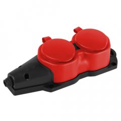 Колодка ЭРА KX-2e-RED-IP44 каучуковая с заземлением 2 розетки 16A IP44 красная