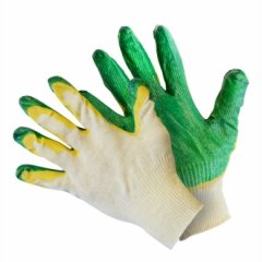 PER2L3N Перчатки вязаные с двойным латексным покрытием зелено-желтым/200/10
