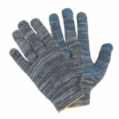 DGC017S Перчатки вязаные ХБ, с ПВХ-точкой, 60 г, 7,5 класс, серые, без и/у/200/10
