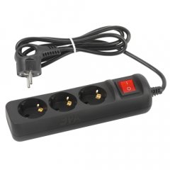 Удлинитель электрический ЭРА UX-3es-1,5m-B с заземлением с выключателем 3 розетки 1,5 м ПВС 3x0,75мм