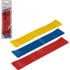 Набор эластичных лент для фитнеса, 3 шт. в уп: желтый, синий, красный 103379