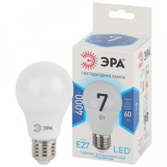 Лампа светодиодная ЭРА STD LED A60-7W-840-E27 7Вт груша нейтральный белый свет Е27