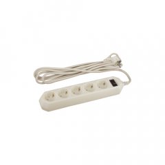 Сетевой фильтр ЭРА  USF-5es-5m-I с базовой защитой с заземлением с выключателем 5 розеток 5м 10А сло