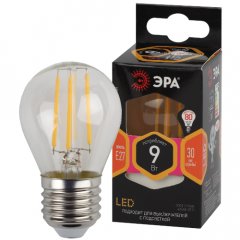 Лампа светодиодная ЭРА F-LED P45-9W-827-E27 9Вт филамент шар теплый белый свет Е27