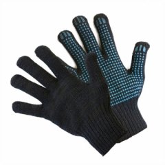 DGC013K Перчатки вязаные ХБ, с ПВХ-точкой, 60 г, 7,5 класс, чёрные, без и/у/200/10