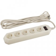 Сетевой фильтр ЭРА  USF-5es-3m-I с базовой защитой с заземлением с выключателем 5 розеток 3м 10А сло