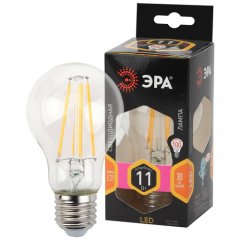 Лампа светодиодная ЭРА F-LED A60-11W-827-E27 11Вт филамент груша теплый белый свет E27