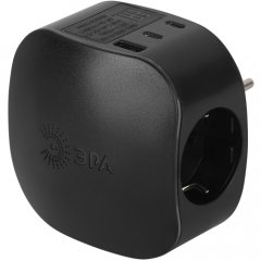 Разветвитель электрический ЭРА SP-3e-3USBAC-B на 3 розетки + 3 USB A+C с заземлением со шторками 16А