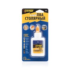 Клей столярный «СЕКУНДА», 60 г, на инд. блистере, 12 шт в шоу-боксе (403-073)