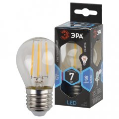 Лампа светодиодная ЭРА F-LED P45-7W-840-E27 7Вт филамент шар нейтральный белый свет Е27