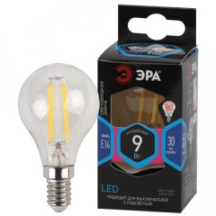Лампа светодиодная ЭРА F-LED P45-9W-840-E14 9Вт филамент шар нейтральный белый свет Е14