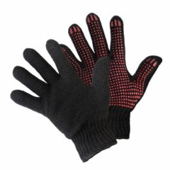PERZ3N Перчатки вязаные двойные, с ПВХ-точкой, 95г, черные/200/5