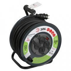 Удлинитель силовой ЭРА RMx-4es-3x2.5-50m-IP44(KG) на металлической катушке с заземлением с выключате
