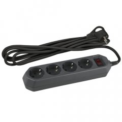 Сетевой фильтр ЭРА  USF-M-4es-1,5m-B с защитой (термо) с заземлением с выключателем 4 розетки 1,5м 1