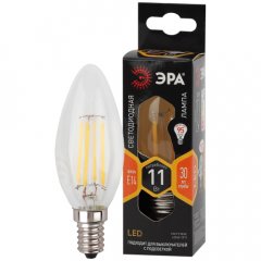 Лампа светодиодная ЭРА F-LED B35-11w-827-E14 11Вт филамент свеча теплый белый свет Е14