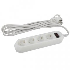 Сетевой фильтр ЭРА  USF-M-4es-1.5m-W с защитой (термо) с заземлением с выключателем 4 розетки 1,5м 1