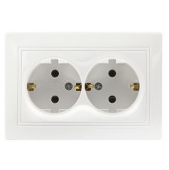 Розетка SMARTBUY скрытая установка, 2-местная с заземлением 16А белая, керамика Венера (SBE-01w-16-S2-Z-c) (1/10)