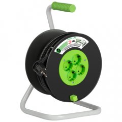 Удлинитель силовой ЭРА GREEN LINE KAT-3x1.5-20m Greenline на катушке пластик 4 розетки с заземлением