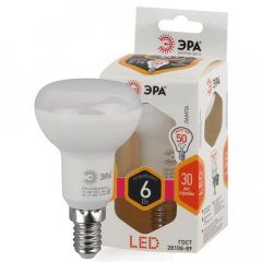 Лампочка светодиодная ЭРА STD LED R50-6W-827-E14 Е14 / Е14 6Вт рефлектор теплый белый свет