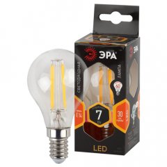 Лампа светодиодная ЭРА F-LED P45-7W-827-E14 7Вт филамент шар теплый белый свет Е14