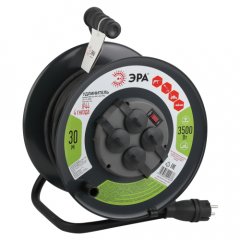 Удлинитель силовой ЭРА RMx-4es-3x2.5-30m-IP44(KG) на металлической катушке c заземлением 4 розетки 3