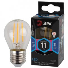 Лампа светодиодная ЭРА F-LED P45-11W-840-E27 Е27 / Е27 11Вт филамент шар нейтральный белый свет